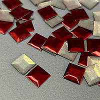 10г - Металлостразы термоклеевые, квадрат 10 мм - красный