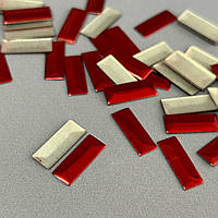 10г - Металлостразы термоклеевые, прямоуголник 6х16 мм - красный