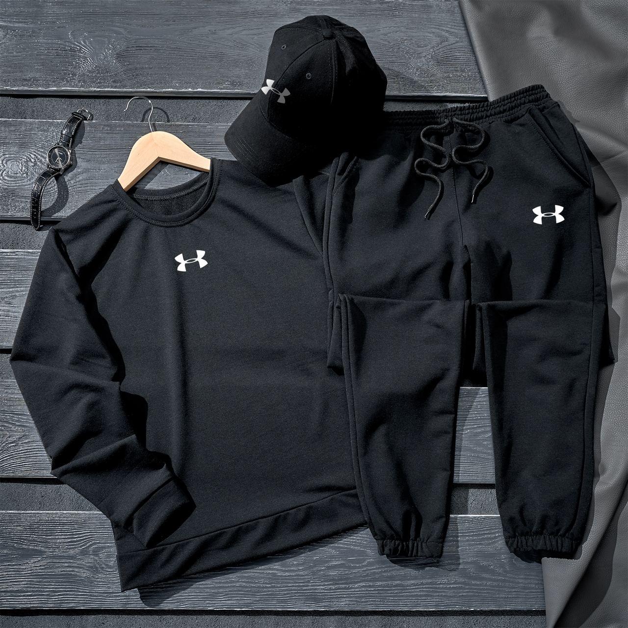 Спортивний костюм under armour чоловічий кепка весняний осінній андер армор чорний