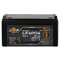 Аккумулятор LP LiFePO4 25,6V - 100 Ah (2560Wh) (BMS 100A/50А) пластик Smart BT