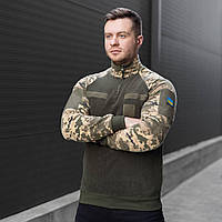 Военная мужская флисовая пиксельная кофта с липучками под шевроны ЗСУ, тактическая штурмовая теплая флиска
