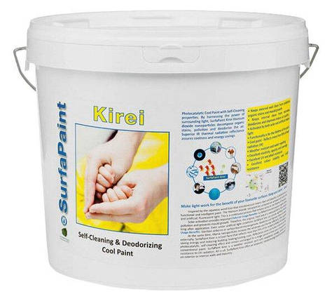 Фотокаталітична термоізоляційна фарба з ефектом самоочищення NANOPHOS SURFAPAINT KIREI PAINT (10 л), фото 1