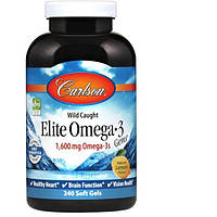 Омега 3 Carlson Labs Elite Omega-3 Gems 1600 mg 240 Soft Gels Natural Lemon Flavor NC, код: 7517586