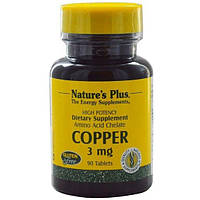 Микроэлемент Медь Nature's Plus Copper 3 mg 90 Tabs FT, код: 7572604
