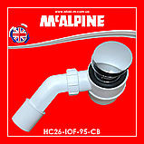 Сифон клік-клак для душового піддона з інтегрованим переливом хром HC26-IOF-95-CB McALPINE, фото 5