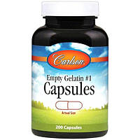 Пустые капсулы Carlson Labs Empty Gelatin 1 Capsules 200 Caps CAR-09418 IS, код: 7670763