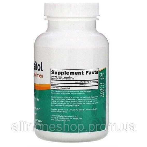 Инозитол Fairhaven Health Myo-Inositol For Women and Men 120 Caps AO, код: 7667224 - фото 2 - id-p2154808299