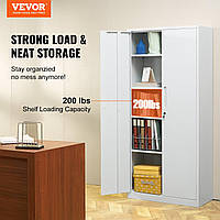 VEVOR 5-этажный боковой шкаф для документов с 2 магнитными дверцами, грузоподъемность 90,72 кг на полку,