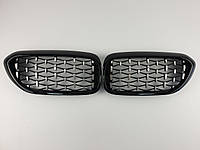 Ноздри на BMW 5 Series G30 / G31 / F90 2017-2020 год Diamond ( Черные с серым ) от RS AUTOHOUSE