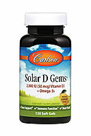 Витамин D Carlson Labs Solar D Gems 2,000 IU 120 Soft Gels Natural Lemon Flavor OE, код: 7517602