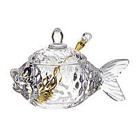 Икорница LeGlass 355-004 с металлической ложкой 16*10 см