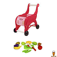 Продуктовая тележка и продукты на липучках, детская игрушка, розовый, от 3 лет, Beibe Good 889-138(Pink)