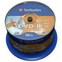 Диск DVD Verbatim 4.7Gb 16X CakeBox 50шт AZO Print (43533) - Вища Якість та Гарантія!