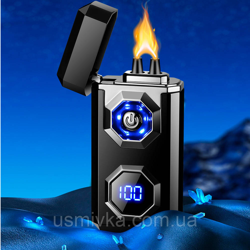 Запальничка usb імпульсна з ліхтариком у подарунковому пакованні US-758