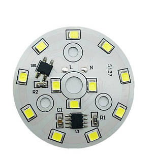 Світлодіодний LED-модуль 5Вт, 44мм AC220В плата для ремонту ламп 5Вт, теплий білий, фото 1