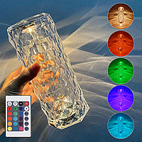 Світильник нічник на акумуляторі та USB "Rose Diamond" + пульт, 21см, RGB (Настільна лампа нічник)