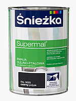 Эмаль маслянно фталевая Sniezka 9005 SUPERMAL ЧЕРНАЯ 0.8л