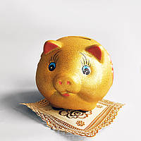 Велика скарбничка-свинка, класична скарбничка свинка у китайському стилі "Золотий блиск"