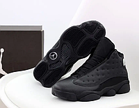 Мужские кроссовки Nike Air Jordan 13 Retro Black обувь Найк Аир Джордан 13 черные кожаные 41