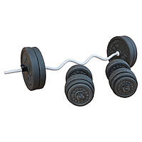 Штанга W-образным грифом + гантели вес 83 кг диски гранилит бетон Набор для домашних тренировок B_02699