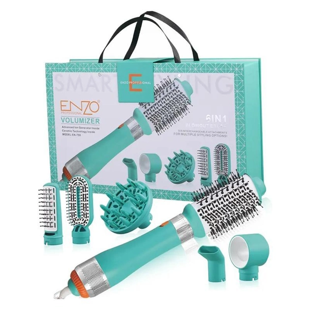 Фен-щітка + насадки 6 в 1 ENZO EN-750 1000Bт, фото 1