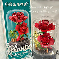 Музикальний конструктор нічник блочний дитячий з підсвіткою квітка в колбі Червоні троянди квіти