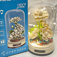 Музикальний конструктор нічник блочний дитячий з підсвіткою квітка в колбі Жасмін квіти