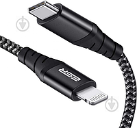 Кабель ESR USB-C для Lightning PD MFI 20 см Black для зарядки и синхронизации iPhone | iPad