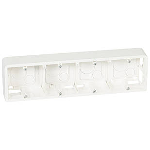 Коробка для настінного монтажу для 4 модулів, Fibrain, 45х90 mm, біла (RAL9010)