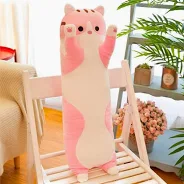 Длинная мягкая игрушка Кот Батон 50 см ОПТОМ, антиаллергенная подушка обнимашка в форме котика fin