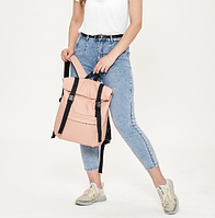 Рюкзак женский Ролл пудровый, стильный рюкзак для девушек, рюкзак для работы и прогулок BLIM