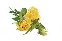 Штучна гілка троянди, три голови - один бутон 77см (жовта) SUN130