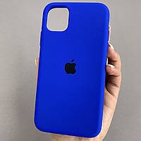 Чохол для Apple iPhone 11 силікон кейс чохол із закритим низом на телефон айфон 11 синій із чорним яблуком h5p