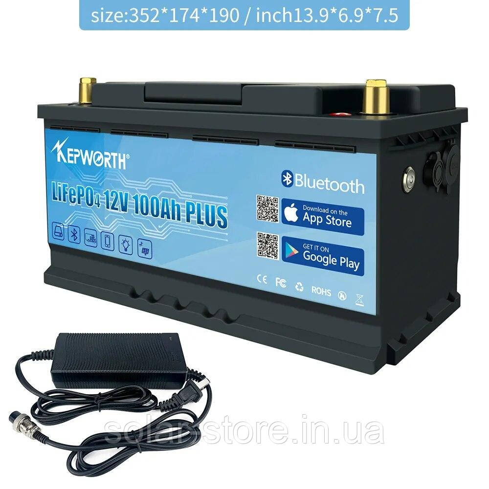 Акумулятор LiFePo4 12V 100Ah Bluetooth + зарядний пристрій