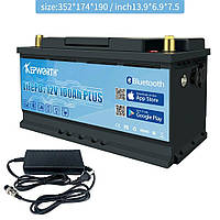 Акумулятор LiFePo4 12V 100Ah Bluetooth + зарядний пристрій