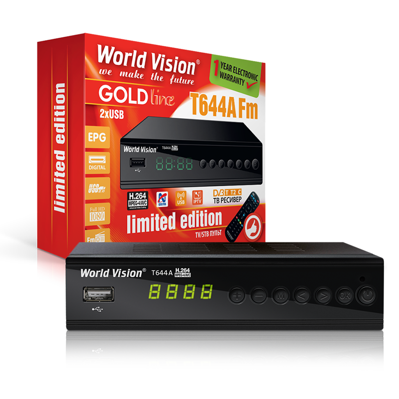 World Vision World Vision T644A FM - Т2 Тюнер DVB-T2/C + FM радіо, фото 1
