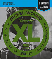 Струни для електрогітари D'Addario EXL117 Medium Top X-Heavy Bottom Electric Guitar Strings 11/56