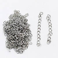 Концевики ланцюжка подовжувальні 100 шт 45~55x3.5мм залізо колір платина