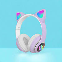 Беспроводные LED наушники с кошачьими ушками CAT STN-28. YB-892 Цвет: фиолетовый