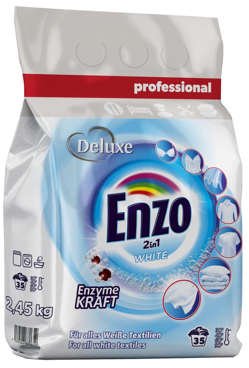 Сипучий пральний порошок для білих та світлих речей Deluxe Enzo White на 35 прань 2,45 кг, фото 1