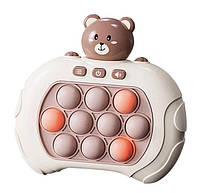 Интерактивная детская игрушка Pop it PRO Finger Pressurt 4 режима с подсветкой Коричневый мишка TVS