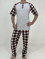 Пижама мужская Nico Triko футболка штаны в клетку 54-56 Серая 83676857-2