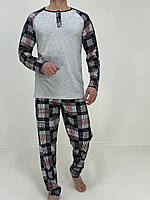 Пижама мужская Mark Triko кофта штаны в клетку 50-52 Серая 29474796-1