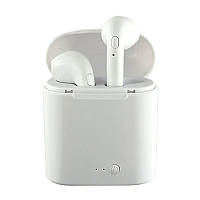 Бездротові блютуз-навушники i7S TWS з боксом для заряджання White (au007-hbr)