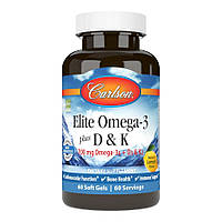 Жирные кислоты Carlson Labs Elite Omega 3 plus D3 & K2, 60 капсул