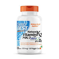 Витамины и минералы Doctor's Best Natural Vitamin K2 MK-7 + D3, 60 капсул