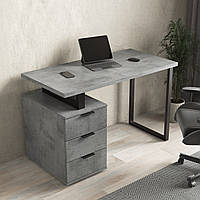 Стол компьютерный, стол письменный в стиле лофт, с тремя ящиками Ш1200*В760*Г600 белый вулкан серый