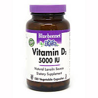 Витамины и минералы Bluebonnet Vitamin D3 5000 IU, 120 вегакапсул HS