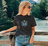 Женская футболка Mishe С украинской символикой 48 Черный (200480)