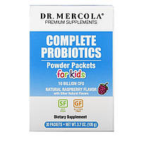 Пробиотики и пребиотики Dr. Mercola Complete Probiotics for Kids, 30 пакетиков Малина